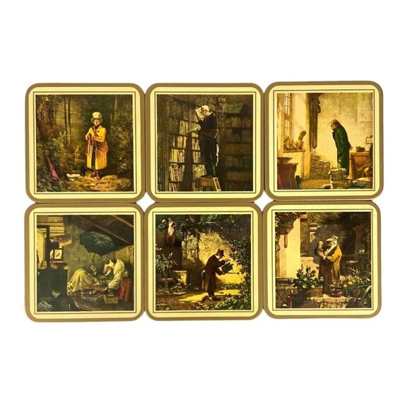 Pimpernel Coasters Carl Spitzweg Fine Art Cork Back Set Of 6 Made In England - Picture 1 of 11